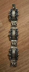 Vtg Mexican Sterling Silver Ornate Scroll Ball Link Bracelet TM-111 - Picture 1 of 7