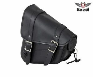Left Sided PVC Motorcycle Solo Swing Arm Bag Universal Fit Water Resistant Black - Picture 1 of 12