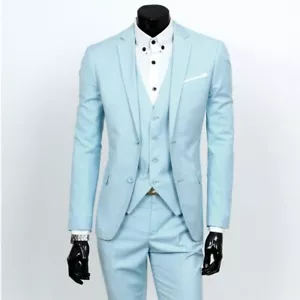 Mens 3-Piece Suits Luxury Business Jackets Vest Pants Wedding Formal Casual New - Picture 1 of 19