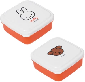 (Juego de 2) Nuevo JAPÓN Miffy Conejo Naranja Blanco Caja Bento Contenedor de Almuerzo Almacenamiento - Imagen 1 de 2