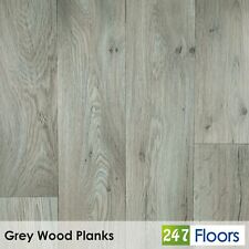 Grey Wood Plank Effect Vinyl Cushion Flooring Lino Bathroom Kitchen 2m 3m 4m