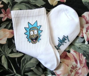 Rick & Morty Socks White - Womens Girls Unisex - Picture 1 of 5