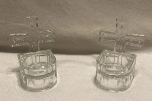 Set of 2 Crystal Cross Tea Light Holders - Picture 1 of 4