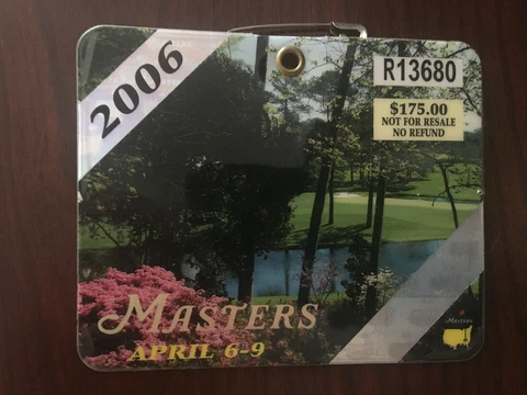 2006 MASTERS BADGE TICKET AUGUSTA NATIONAL GOLF PGA PHIL MICKELSON WINS RARE 2ND Cover