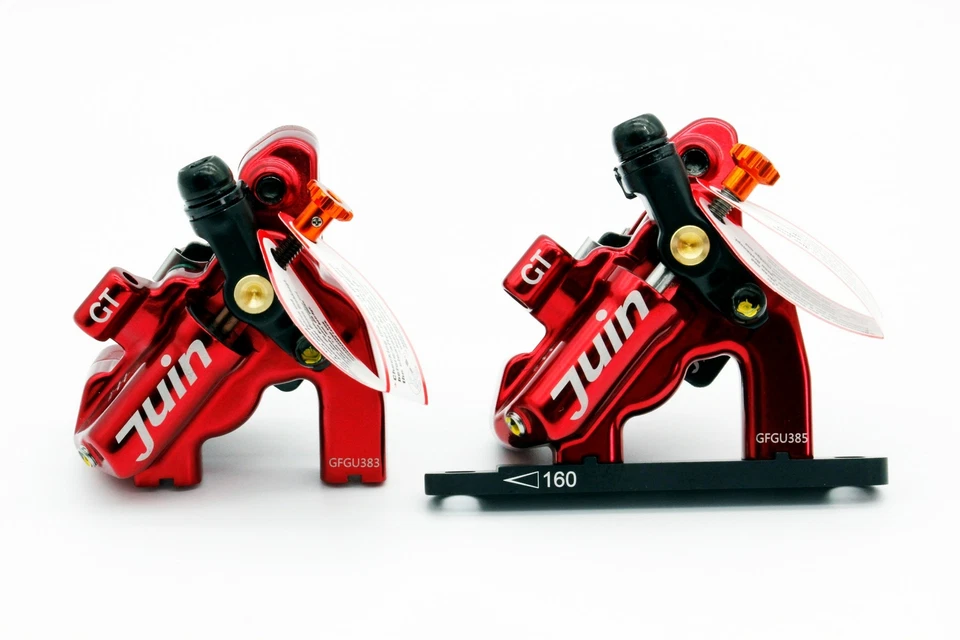 Juin Tech GT-F Cyclocross eBike Fahrrad 4-Kolben Scheibenbremse Bremssattel Set rot - Bild 1 von 4