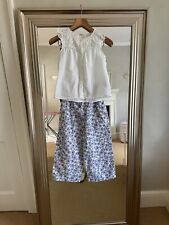 Zara Girl Flower Trousers And H&M white Top 6-9 Years Old
