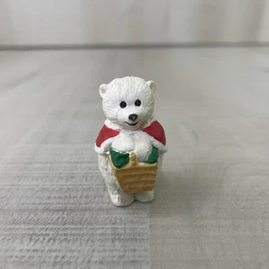 Hallmark Merry Miniatures 1990 Polar Bear With Basket Christmas Holiday - Picture 1 of 4