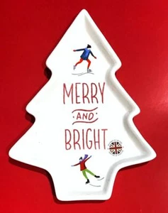 Harvest Green Studio ENGLAND MERRY and BRIGHT Christmas TREE Ceramic PLATE NEW - Picture 1 of 1