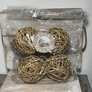 Florero en casa relleno natural decorativo mimbre ratán bolas casa adorno 3,5" - Imagen 1 de 6