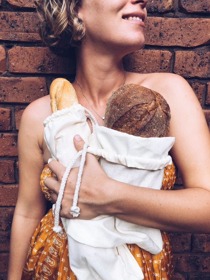 Комплект из 3 льняных мешков для хлеба. Ручной работы сумка для хранения льна, веганские сумки для еды многоразовый - Изображение 1 из 4