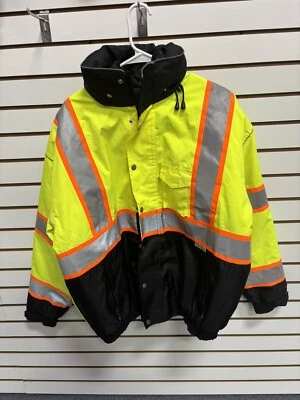 Kishigo JS119 Polyester Brilliant Series Bomber Jacket Hidden Collar Hood Men XL - Image 1 of 4