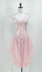 Vestido sin mangas de malla satinada rosa íntimo vintage de Alana Gale talla L - Imagen 1 de 10