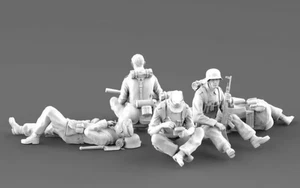 New 3D Printing 1/72 World War Ii Tank Soldier 5 Person Model Unpainted - Picture 1 of 9