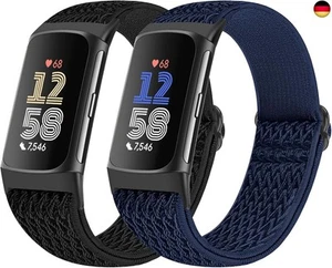 2 Stück elastische Nylon Armband kompatibel mit Fitbit Charge 6/Fitbit Charge - Bild 1 von 7
