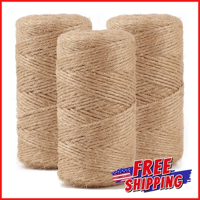 Cuerda de cuerda de yute natural de 984 pies cinta gruesa decoración arte manualidades 3 rollos Foto 1 de 4