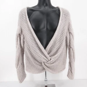 IRO Paris Sweater XS Off White Mohair Angora Blend Waka Braided Deep V-Neck Knit - Picture 1 of 10