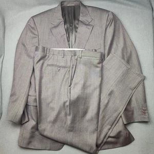 Canali Suit Mens 44R 37x32 Brown 2 Piece Button Wool Pants Jacket Coat Work - Picture 1 of 23