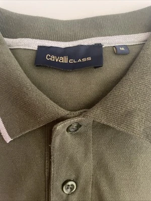 Roberto Cavalli Mens•M Polo Shirt Dark Green Logo Italian Luxury Embroidered - Image 1 of 4