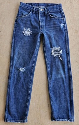 Vtg Distressed Rustler Jeans 27"w X 28"L Dark Wash Unisex - Image 1 of 4