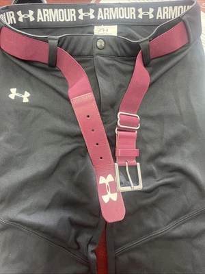 Under Armour Youth Girls Softball Pants Black W/maroon Belt Sz Large - Image 1 of 4