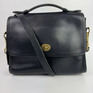 Bolso de hombro de cuero negro Coach Court de colección Bolso de mano de 2 vías Cartera 9870 - Imagen 1 de 24