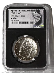 2019 D 50C Apollo 11 50th Anniversary Half Dollar NGC MS70 First Day of Issue - Picture 1 of 4