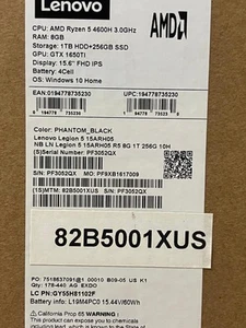 Lenovo Legion 5 15ARH05 15.6" (256GB SSD + 1TB HDD, AMD Ryzen 5 4000 Series,... - Picture 1 of 1