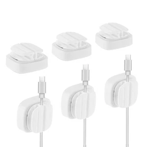 3Pcs Cord Organizer Spring Cable Clip Holder, 3-in-1 White Adhesive Adjustable - Afbeelding 1 van 6