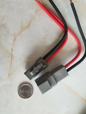 10 AWG Grey Assembled Deutsch DTP  2 Pin waterproof connector 6" wire  - Image 1 of 3