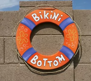 Pool sign wood life preserver spongebob beach house decor kids room art - Picture 1 of 4