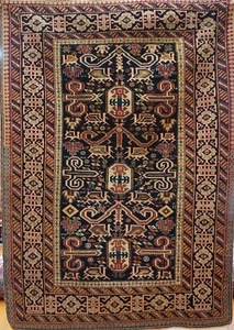 Antique Caucasian Perepedil Kuba 3'4" x 4'7" Hand Knotted Wool Rug Outstanding - Picture 1 of 16