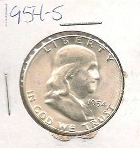1954-S Franklin Half - GEM BU Blazing White - Picture 1 of 2
