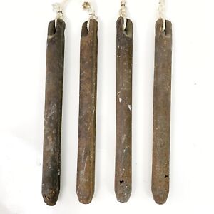 Set 4 Antique Cast Iron Window Sash Weights 7 Pounds 1900 Stamped Roman Numeral