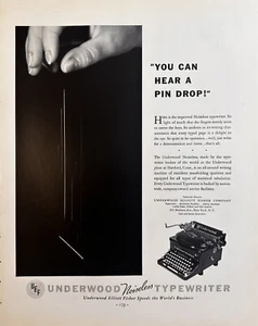 Underwood Elliott Fisher 1935 máquina de escribir silenciosa anuncio impreso original de Nueva York - Imagen 1 de 3