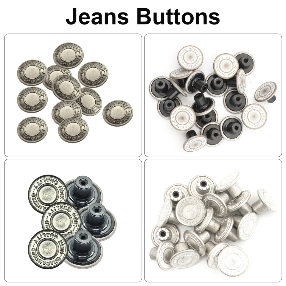 Jeans Buttons Hammer on Denim Replacement with Back Pins 14/17MM Clothing Jacket - Image 1 of 4