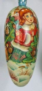 Esclusivo Russo Ornamento Natalizio Mano Dipinta Goccia Forma Ragazzi W/Albero - Picture 1 of 4