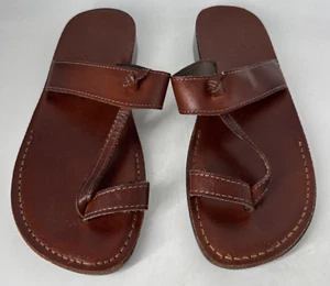 Camel Jesus Slip on Sandals Genuine Leather Greek Roman For Men Shoes US 12 NWOT - Picture 1 of 7