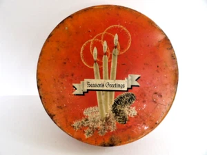 Vintage Helen Harrison Candy Tin, Large Round Season's Greetings Christmas 10" - Picture 1 of 10