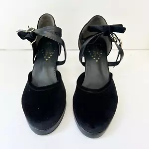 ANTAINA Lolita Negro Terciopelo Lateral Arco Gatito Tacones Coquette Demure - Imagen 1 de 8