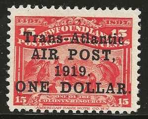 NEWFOUNDLAND C2 MH, VF - 1919 ONE DOLLAR Air Post issue - Picture 1 of 2