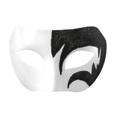 Mystic Black Glitter & White Venetian Masquerade Mask ~ MARDI GRAS WEDDING PROM - Image 1 of 2