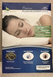 Four Seasons King Size Premium Pillow Encasements Hypoallergenic Waterproof NIP - Picture 1 of 3