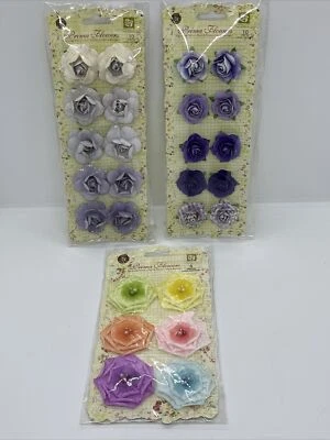 Set of 3 NEW 2011 Prima Paper Flowers Jasmine Angelica Rose Petticoat Princess - Image 1 of 4