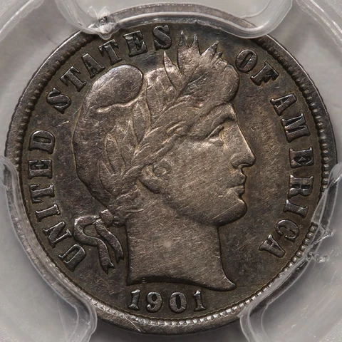 1901-S Barber Dime PCGS VF-25 - Semi-Key Date with some Color! Cover