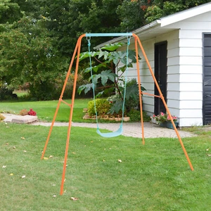Honeyjoy Kids Swing Set Impact-Resistant U-Shaped Seat w/Ground Stakes Orange - Picture 1 of 7
