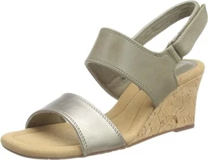 BNWT Clarks Ladies Kyarra Faye Leather Open Sandals, Olive Green UK6.5 /EU40 D - Picture 1 of 4