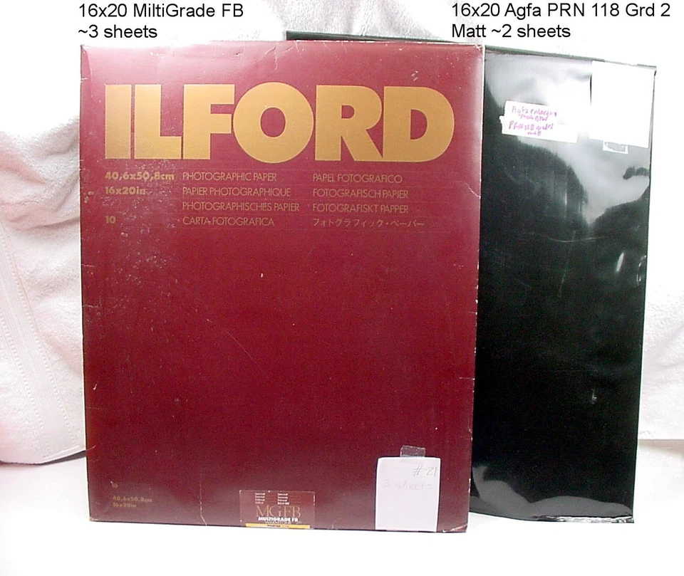 Ilford 16x20 Ilford Multigrado FB | & Agfa 16x20 PRN811 | ~5 hojas | COMO ESTÁ | $19 Foto 1 de 1