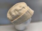 Vintage 1950s Women's Off White Ivory 100% Wool Beanie Hat Made In Equador Siz L