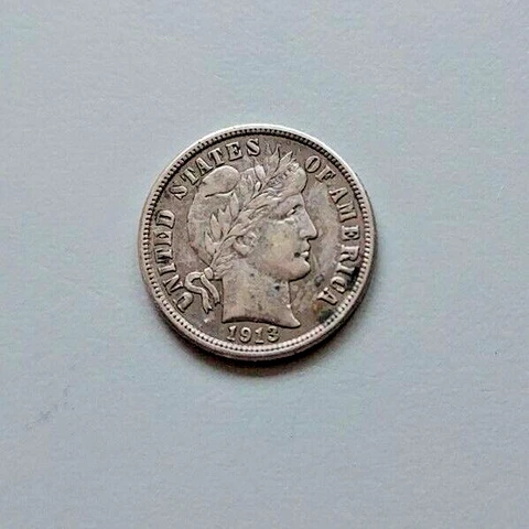 1913 BARBER DIME  ++  NICE SEMI KEY COIN ++ FREE SHIPPING ++ Cover