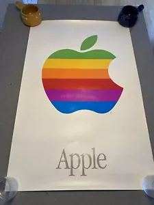 Vintage Original Rainbow Apple Poster 1980-90s 34 1/2 X 22 1/2 Inches - Picture 1 of 15